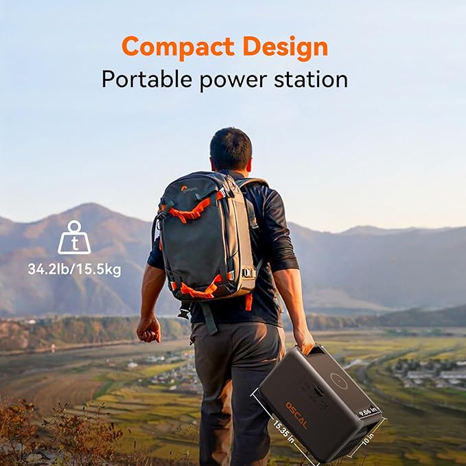OSCAL Solar Generator with 400W Solar Panel PowerMax 1800 (2025 New), 1024Wh LiFePO4 Battery Generator with 3 AC Outlets (3200W Surge), 700W AC Charging, APP Control Power Station for Home Backup