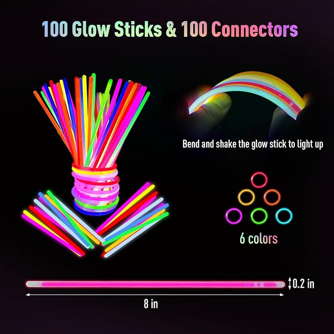 160 PCS Glow Sticks Bulk Party Pack:Glow in the Dark Party Supplies include Glowsticks,Foam Glow Sticks, LED Glasses, Finger Lights,Glow Rabbit Ear Headband,Halloween ,Wedding,Concert
