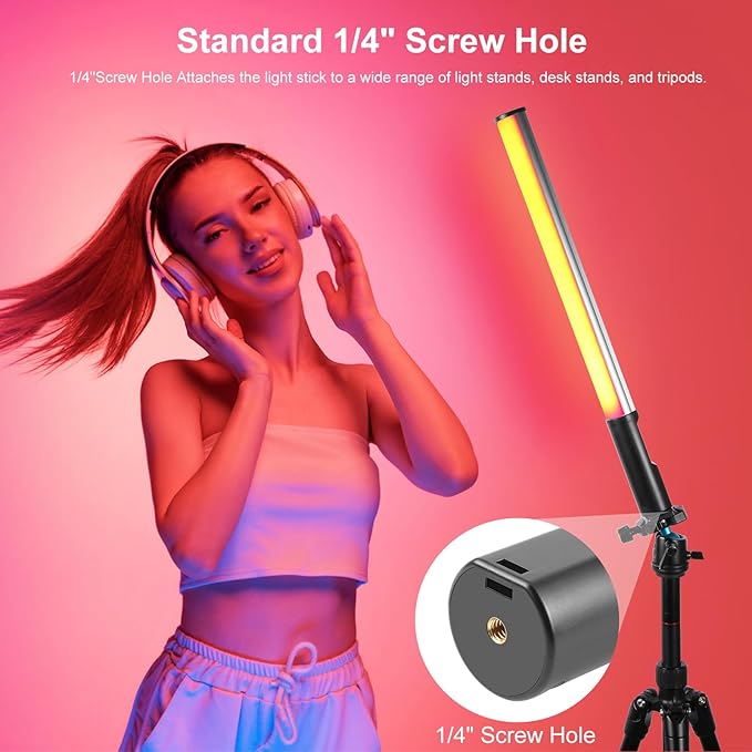 PULUZ 132 LEDs RGB Video Light, Handheld Stick Fill Light with Full Color, USB Rechargeable for YouTube TikTok, Portrait Photography, Party Background