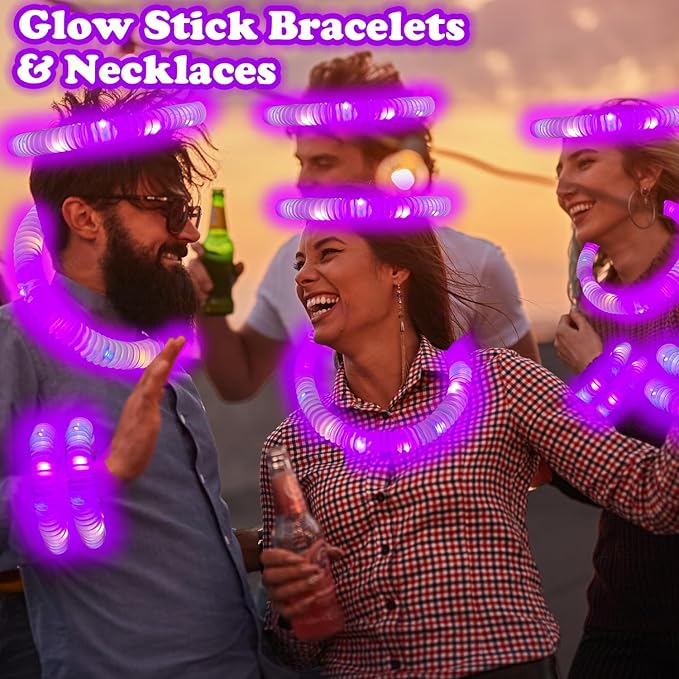 24 PCS Purple Glow Sticks Party Favors for Kids, Light Up Necklaces Bracelets Accessories for Toddlers,Halloween Birthday Party Basket Goodie Bag Stuffers Fillers,Treats Prizes Toys Gifts for Boy Girl