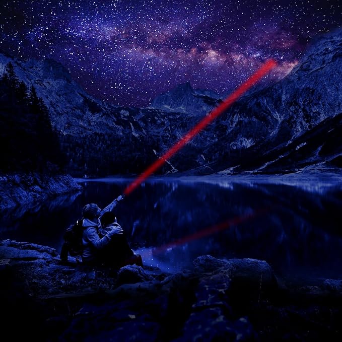 Stepless Dimming Red Light Flashlight, 620nm-630nm High Purity, Adjustable Brightness and Focus for Night Observation, Astronomy, Aviation