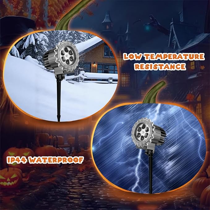 Halloween Ghost Projector Lights Outdoor - 3D Indoor Dynamic Skull Decoration, Waterproof,Víspera de Todos Los Santos