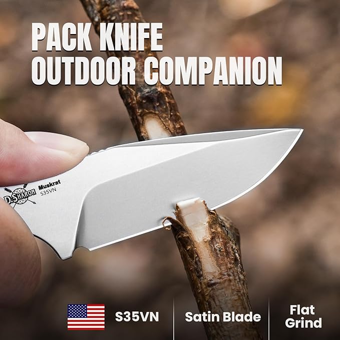 Kizer Muskrat Fixed Blade Knife, 3.15 In S35VN Neck Knife Mkuruti Wood Handle Fixed Blade EDC Knives for Men Women, Outdoor Hunting Hiking Survival Camping Knives with Sheath, 1064A2
