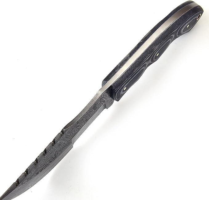 Poshland TR-1168 Custom Handmade Damascus Steel 10 Inches Tracker Knife - Perfect Grip Black Micarta Handle