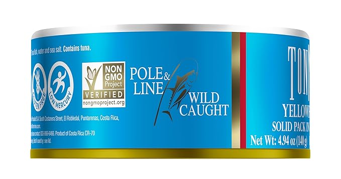 Tonnino Tuna Fish Yellowfin Pole&Line ??Solid Pack in Spring Water ??Pack of 12 ??Alternative to Salmon ??Protein Snacks ??Ready to Eat Meals in Can