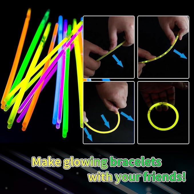 40 Pack 8??Blue Glow Sticks Bracelet Necklaces Bulk with 40 Connectors Neon Glow In The Dark Party favors Supplies for Holiday Birthday Party Decoration (Blue)