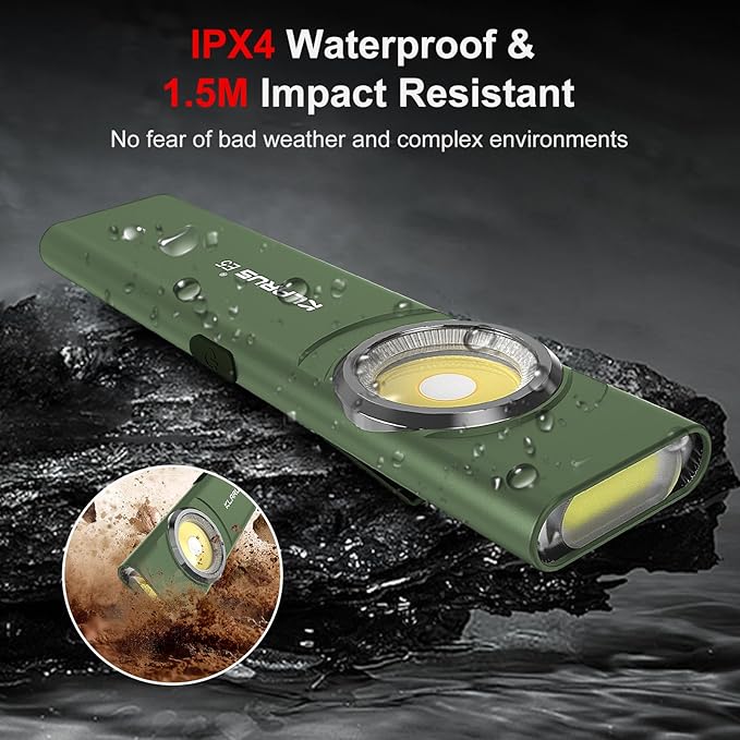 klarus E5 Pocket Flashlight, Rechargeable EDC Flashlight, Super Slim 4.2x1x0.3inch, 600 Lumens, USB-C Port, IPX4, Dual Light Source with Magnetic Base, Hat & Clothes Clip