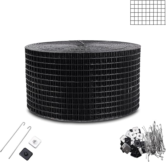 Solar Panel Bird Guard Mesh - 6In x102 Ft 70 Aluminum Fasteners Solar Critter Guard Solar Panel Pigeon Guard Bird proofing Bird mesh PVC Coated Galvanized net Pigeon Deterrent MEFBANT