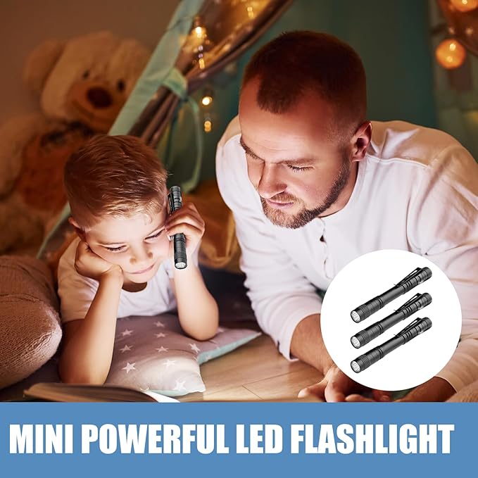 5.1" Mini Pocket Flashlight, Small LED Pen Light with Clip, 500 Lumen Torch White Light Powered by AAA Battery, Portable Versatile for Inspection Medical Repair Camping Outdoor Emergency
