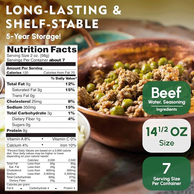 Werling & Sons Taco Beef Filling 14.5 Oz – Fully Cooked, Heat & Serve | Premium Shelf-Stable Canned Meat | For Everyday Meals, Emergency Food Storage, Camping, Survival, Prepping & Quick Meals | Made in USA | 5-Year Shelf Life | Pack of 12