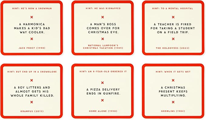 Brass Monkey Poorly Explained Movies – Holiday Edition Party Game with 300 Cards Featuring Uniquely Terrible Descriptions of Movies, Suitable for 2-8 Players