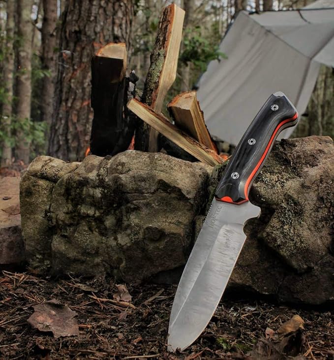JEO-TEC Nº39 Fixed Blade Knife for Bushcraft Survival Hunting Camping & Outdoor Gear - Full Tang Stainless Steel with Kydex Sheath - Handmade