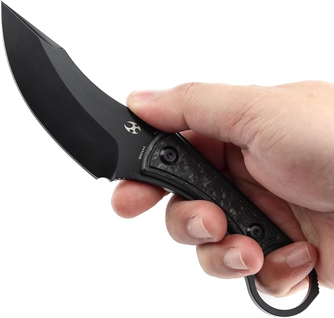 KANSEPT Niko Fixed blade Knife with Sheath, 3.54'' Black TiCn Coated D2 Blade and Carbon Fiber with Frag Pattern Handle, Adjustable Kydex Sheath for EDC, Fixed Knifes for Camping Hiking Fishing G004A1