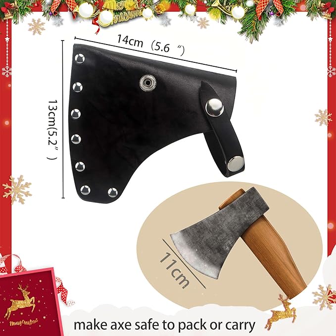 Pack of 1 Black Leather Hatchet Sheath Axe Adjustable Button Cover Camper Axe Head Protector Tool Lumberjack Outdoors Essentials