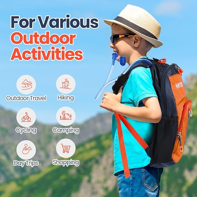 2 Pcs Kids Hydration Backpack with 1.5l Water Bladder Lightweight Kids Hiking Backpack Water Rucksack for Boys Girls Climbing Running