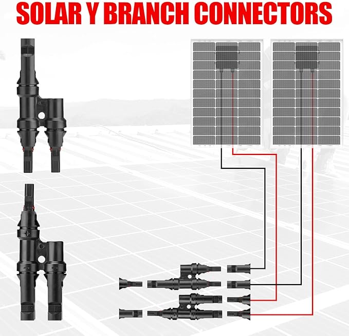OYMSAE Solar Crimper Tool Kit with Y Connector - 24 PCS Solar Tools for PV MC4 Connectors: 10-14AWG Ratcheting Crimper, 10 Pairs Connectors, 2 Wrenches