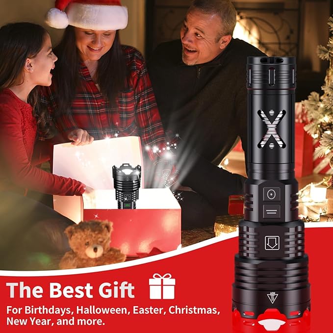 Rechargeable Led Flashlights 5200.000 High Lumens,Super Bright Flashlight True,Powerful Tactical Flashlight Up to 24H Long Battery Life Zoomable 6 Light Modes IP67 Water Resistant for Home Camping