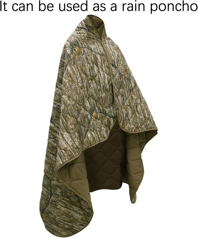 Poncho Liner Military Blanket Outdoor Camping Blankets for Travel, Beach, Grass, Picnic, Car Emergency, Outdoor, Survival