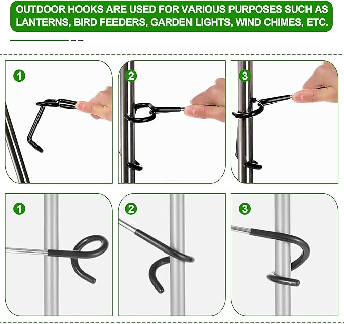 Camping Lantern Hook Hanger,Lantern Hanger&Non-Slip Tent Light Holder(4-Piece)| Sturdy Stainless Steel for Outdoor Camping, Hiking, Garden Bird Feeders | Portable for Fishing, Hunting, Yard Lights