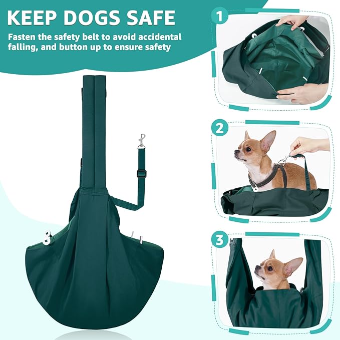 SlowTon Dog Carrier Sling - Thick Padded Shoulder Strap Adjustable Dog Carriers for Small Dogs, Puppy Carrier Purse for Pet Cat with Front Zipper Pocket Safety Belt Machine Washable (G, S)