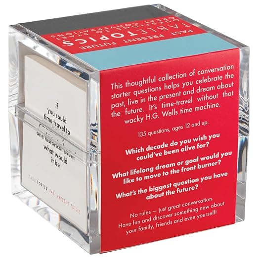 TableTopics Past Present Future Question Card Game - 135 Thought-Provoking Conversation Starter Cards for Adults to Learn More About Friends & Family, Dinner Party or Ice Breaker Game