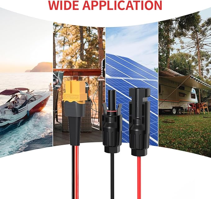 10AWG 10FT XT60 Solar Cable 2 10 25 35 50 75 100FT XT60 Extension Cable Solar Panel Connector to XT60 Connector for Portable Power Station (10FT)