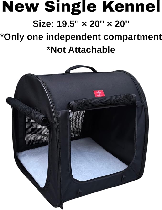 One for Pets Fabric Portable Pet Kennel/Shelter, Single, Black 20"x20"x19.5" - Car Seat-Belt Fixture Included