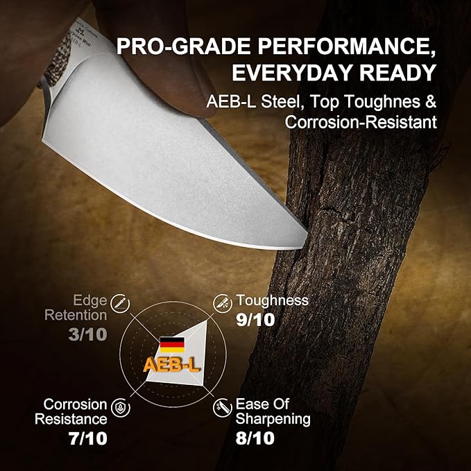 Kizer Mini Harpoon Fixed Blade Knife with Sheath, AEB-L Blade Hunting Knife with Micarta Handle, Camping Fixed Blade Small EDC knives for Hiking, Survival 1040S7