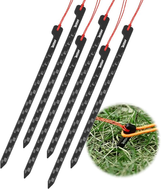 Ultralight Tent Stakes, 4.72 Inch Carbon Fiber Tent Pegs, Lightweight Tent Stakes Backpacking Gear for Camping Hiking (6 Pack)
