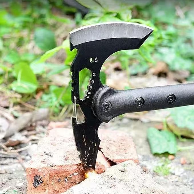 Tactical Hatchet,Black Stainless Steel Camping Hatchet Axe with Nylon Sheath,Tactical Axe with Bottle Opener,Hex Wrenches,for Outdoor Splitting Wood,Hunting Survival
