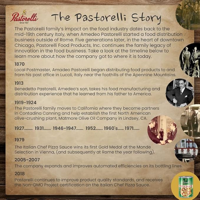 Pastorelli Pizza Sauce, Original Authentic Italian Pizza Sauce with Extra Virgin Olive Oil and Pecorino Romano Cheese Shredded, Since 1952 Family Pizza Sauce Recipe, 8 Ounce, 3-Pack