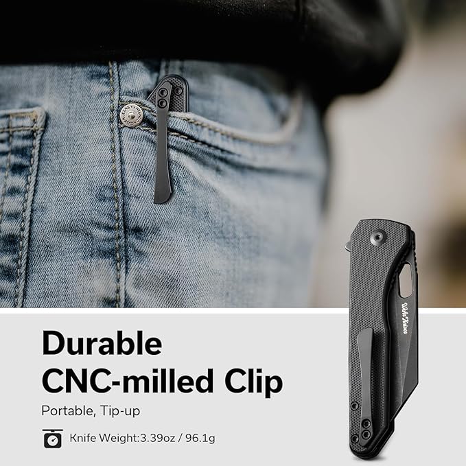 CIVIVI Nugz Folding Pocket Knife for EDC, 3.17" 14C28N Reverse Tanto Blade G10 Handle Flipper Knife for Ideal Gift to Men Women C23060-1 (Black)