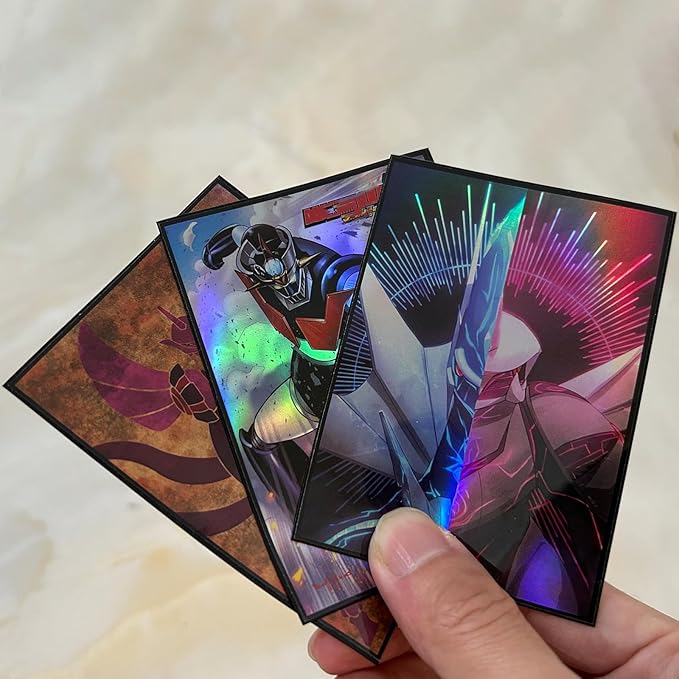 Custom Holographic Card Sleeves, Laser Flashing Shiny Design, Make Your Own Trading Collectible Card Protector, Compatible with Yugioh & Magic The Gathering – MTG, TCG, OCG