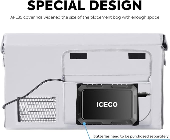 ICECO APL35 Portable Fridge Freezer with Cover, Dual Zone 12V Car Refrigerator, 37 Quart Light Duty Aluminum Cooler, -4℉~68℉, 12/24V DC, 100-240V AC,for RV, Boat, Truck, SUV, RV