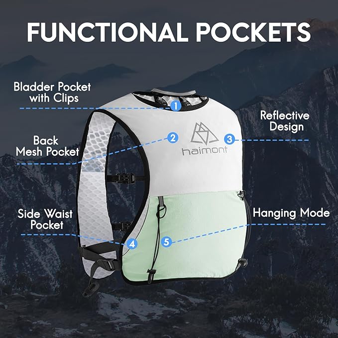 Haimont Running Hydration Vest, 5L Lightweight Runner Vest Pack for Women Men, Trail Running