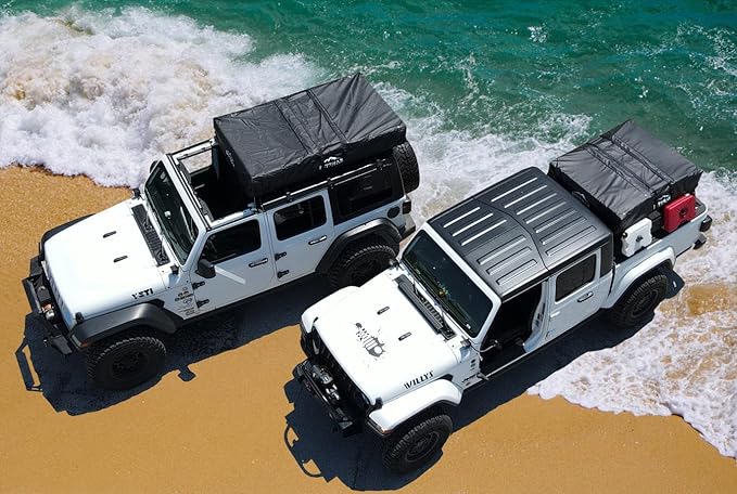 Pittman - 3+ Person Rooftop Tent - RTT Roof Top Tent for Truck Camping or Overlanding - Softshell Side Open Design with Telescopic Ladder for Easy Access - Waterproof - 1.9 Max