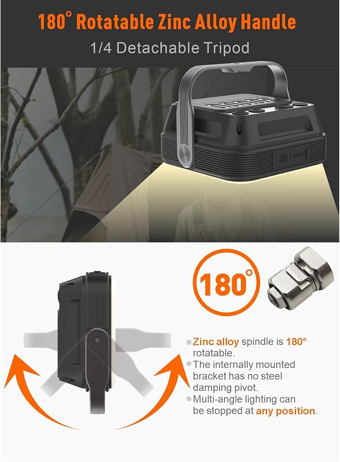30000mAh LED Camping Lantern,Rechargeable Tent Light, QC3.0/22.5W, 1600LM, 4-Color Switch, IPX5 Waterproof Outdoor Light for Power Failure,Emergency,Camping,Hiking (Black-2)