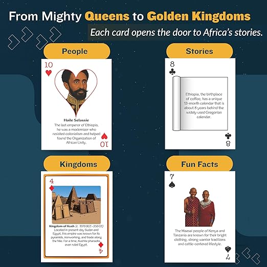 Kulture Games - Educational Playing Cards African History - Fun Playing Cards for Adults & Kids - Homeschool Learning Cultural - African Legends Kingdoms Stories - History Learning - Ages 6+