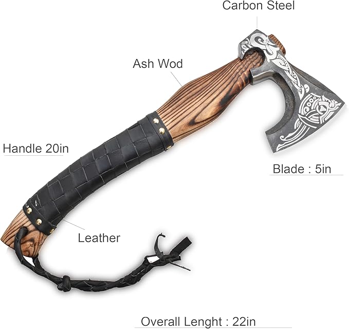 | Exquisite Handmade Viking Axe - Ideal for Collectors & Enthusiasts | Authentic, Artisan-Crafted | Medieval Styled Axe with Durable and Robust High Carbon Steel (GC-AX12)