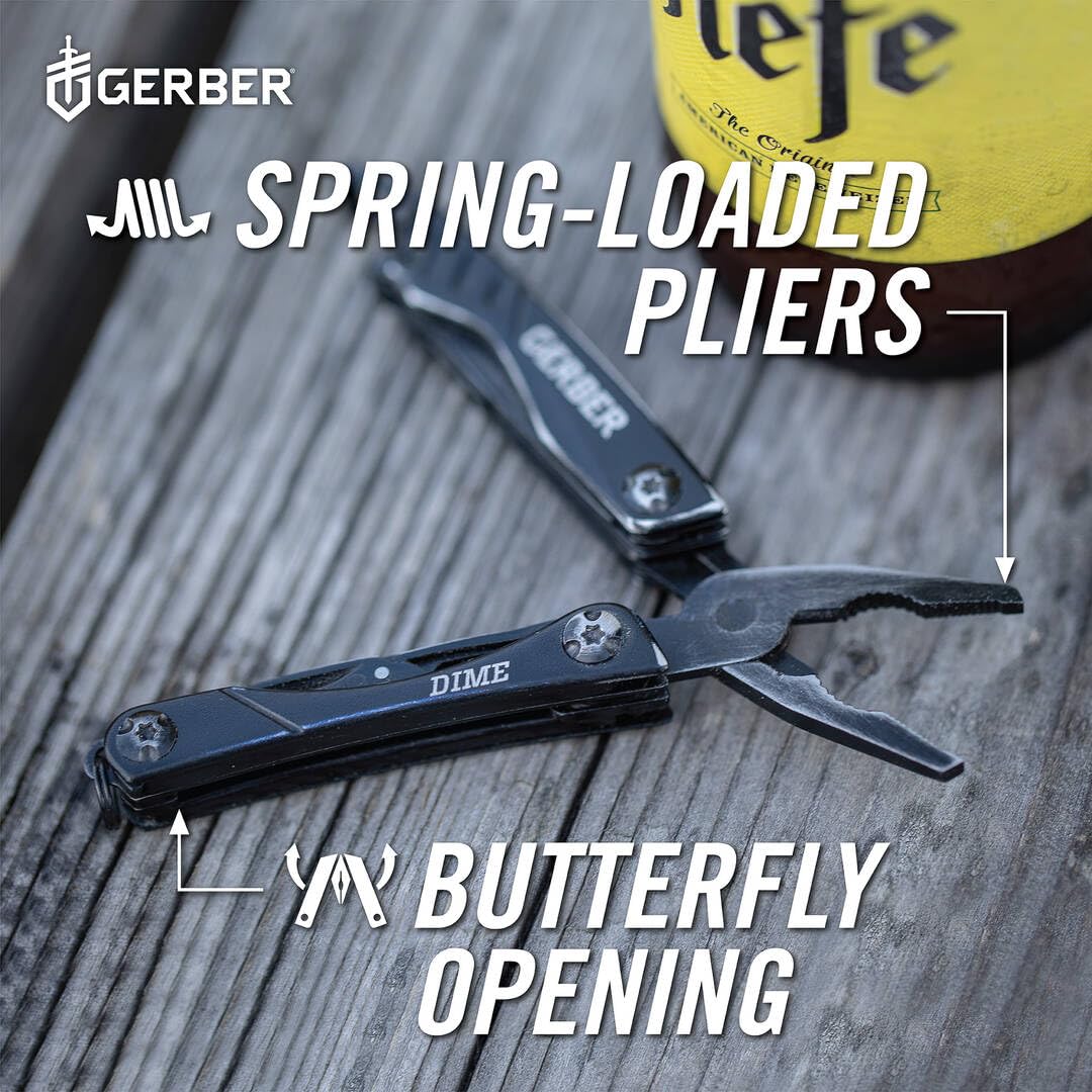 Gerber Dime 12-in-1 Mini Multitool Pliers, Pocket Knife,Bottle Opener,Black