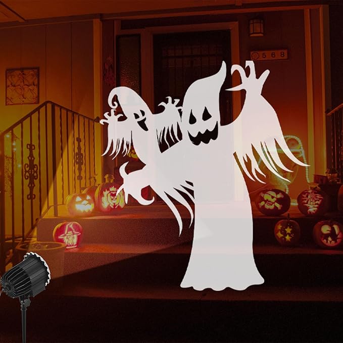 Tuanse Halloween Projector Lights Outdoor Halloween Rotating Ghost Laser Projector LED Flood Light for Window Decor Holiday with Stars for Party Garden Landscape Decoration