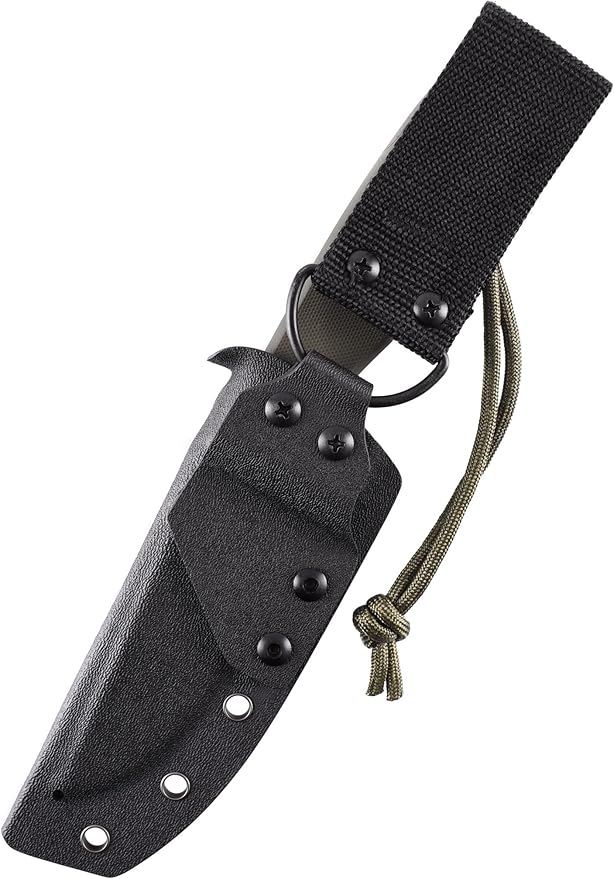SCHNITZEL TRI - Outdoor Knife with Kydex Sheath and Dangler Carrying System - Bushcraft Knife Outdoor Leisure Knife Adult (Green)
