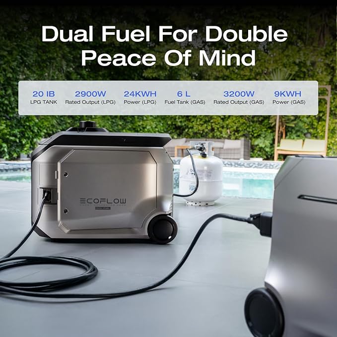 EF ECOFLOW 4096Wh Delta Pro 3 Power Station With 3200W Dual Fuel Generator GE305, Portable Backup Generator for Whole Home Use, Emergency, RVs