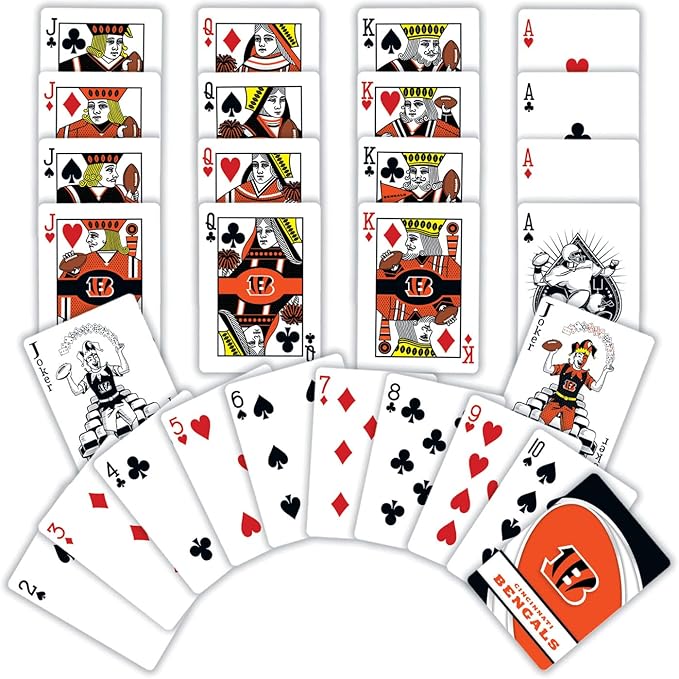 MasterPieces - NFL Playing Cards, Officially Licensed Cincinnati Bengals Football Deck, Family Games for Adults and Kids, Standard Size