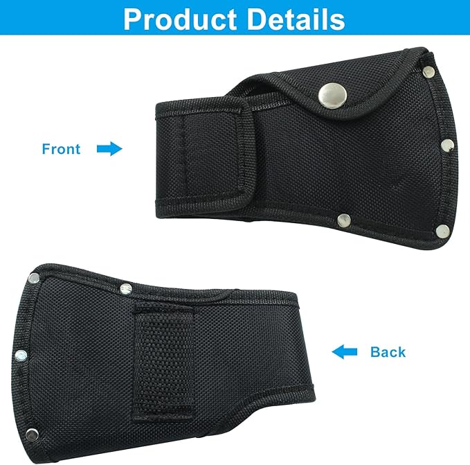 Hatchet Head Sheath Holster, Black Axe Head Cover for 1-1/4lb Axe, Double Snap Hatchet Blade Protector for Outdoor Hiking
