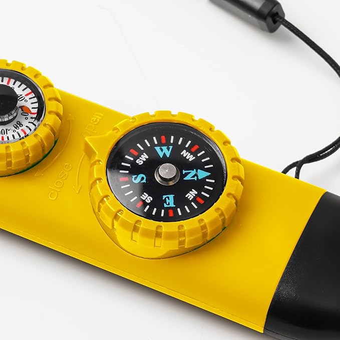 Emergency Survival Safety Whistle,Whistle for Kids with Lanyard,Compass,Thermometer,Ideal for Kayaking, Boating, Hiking, Camping, Climbing