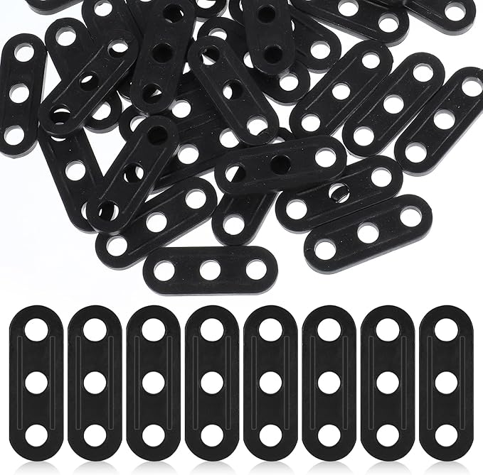 Rope Tightener, 30 PCS Tent Rope Tensioners Plastic Cord Tensioners Tent Wind Ropes Buckle Fasteners 3 Hole Paracord Tensioner Ropes Adjuster for Camping Hiking Picnic Outdoor Activities, Black