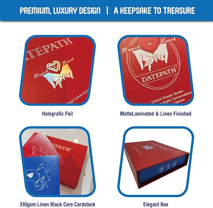 DATEPATH Deep Conversation Cards for Couples - 110 Question Game for 2-4 Players to Build Intimacy, Fun Dating Game for New or Established Couples, Relationship Card Game for Adults Date Night