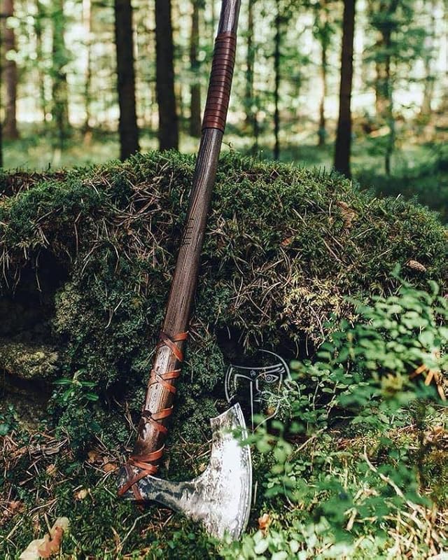 -Two Handed Berserker Axes Handmade Viking Axe Hatchet Norse Axe- 40" Long Two-Handed Berserker Axe Forged Axe - Bearded Axe - with Sheath(Large NorseAxe)