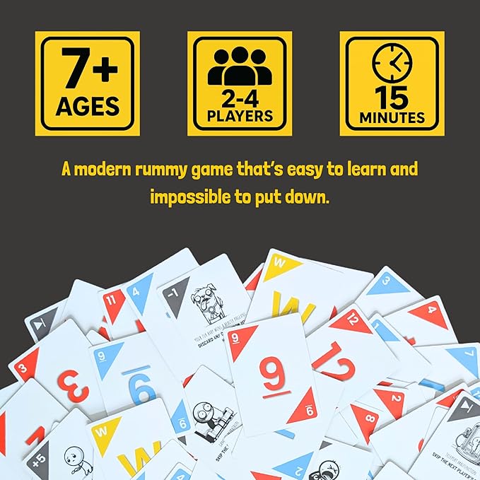Fast-Paced Rummy-Style Card Game for Kids & Adults | Ages 7+ | Wild, Strategic, Family Fun